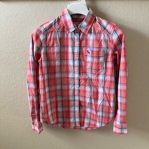 Abercrombie & Fitch Girls Plaid Button-Up Shirt Pink Blue Size 13/14
